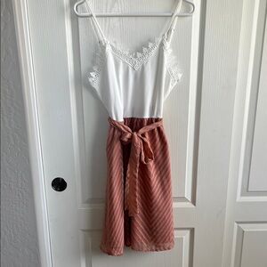 SHEIN Pink A-Line Knee-Length Skirt with Tie Front